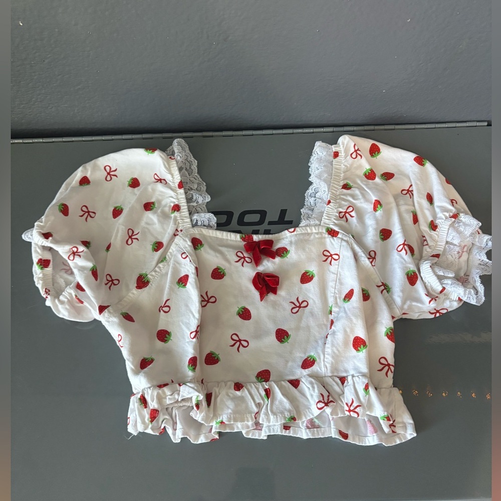 Sweet Society Strawberry and Bow shirt